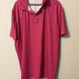 Men's Red Patterned Polo Shirt